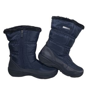 Life Stride Element2 Dark Blue Faux Fur Zip Winter Boots Sz 8M